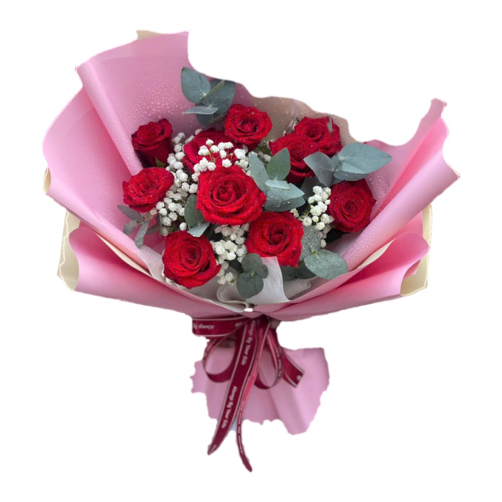 Bó hoa 10 bông hồng đỏ giấy hồng 232 - Hoa Tươi 24h
