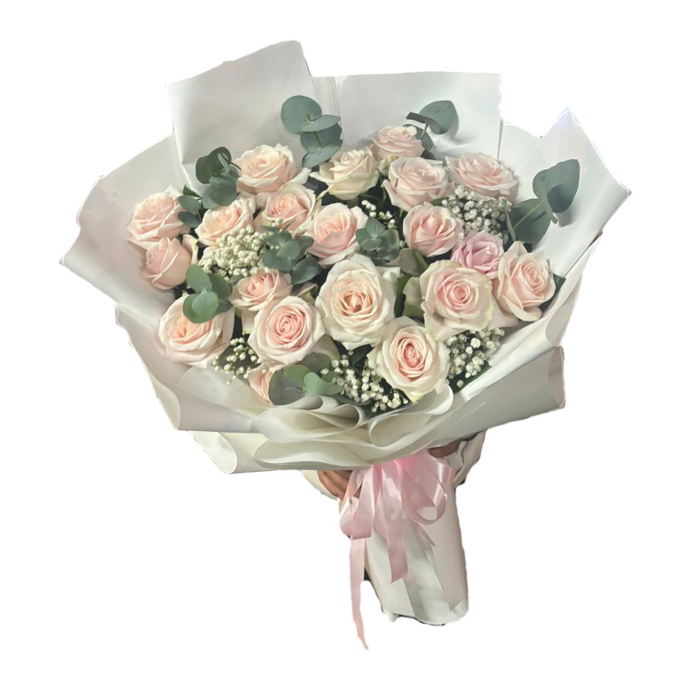Bó hoa hồng phấn giấy trắng 261 - Hoa Tươi 24h