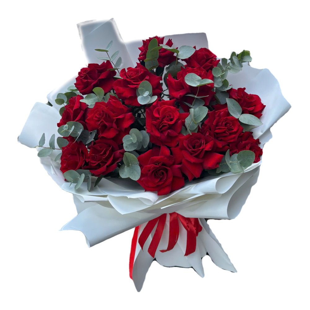 Bó hoa hồng đỏ giấy trắng 249 - Hoa Tươi 24h