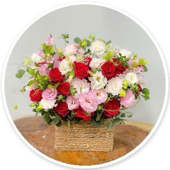 Giỏ hoa hồng đỏ đẹp – ảnh thật Hoa Tươi 24h