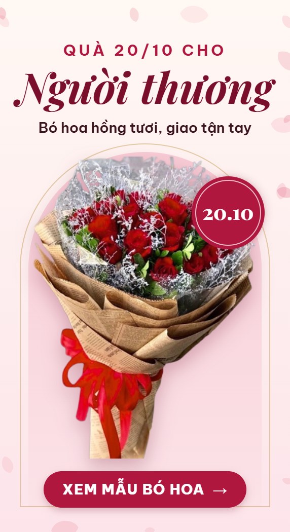 Quà 20/10 cho người thương – bó hoa hồng tươi